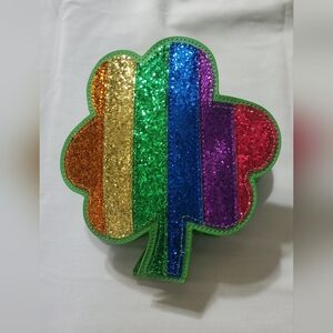 gliter rainbow four leaf clover purse crossbody